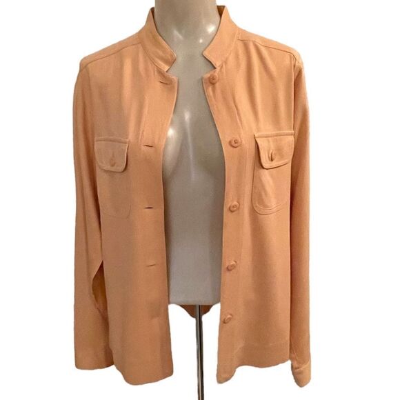 Bobby Chan Silk Cotton Blend Mandarin Collar Blouse - Picture 4 of 11